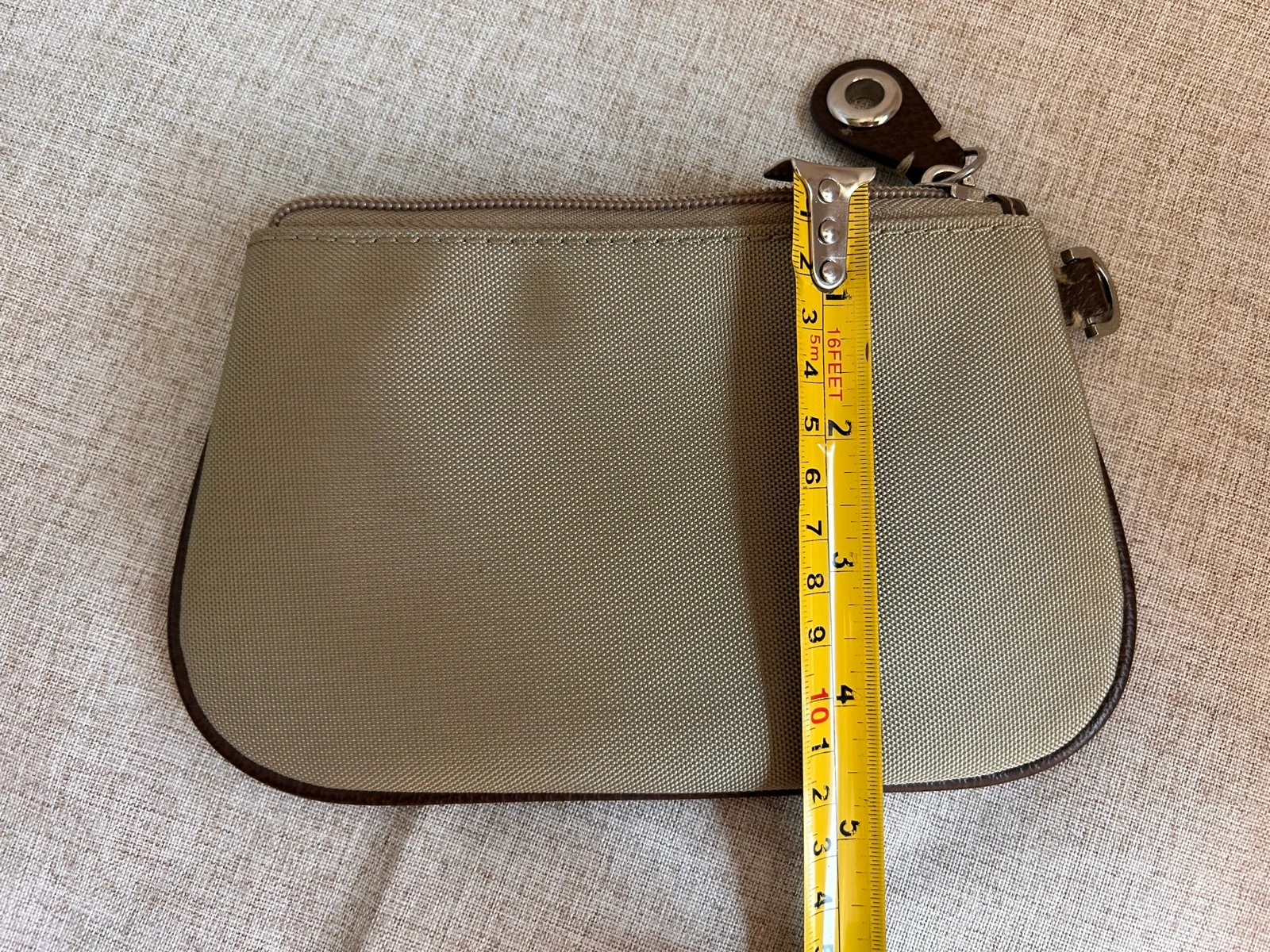 LANCEL pouch / toiletry bag in beige canvas with leather trim – photo 9